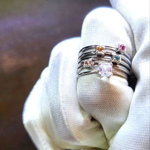 925 silver stackable rings cubic zirconia size 7